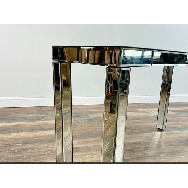 Hollywood Regency West Elm Parsons Mirrored Console Table With Two Drawers For Sale - Image 3 of 10