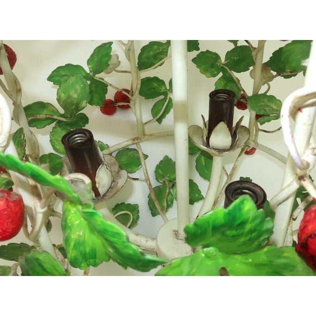 Green Italian Tole Strawberry Birdcage Chandelier Lantern Light, c.1960 For Sale - Image 8 of 13