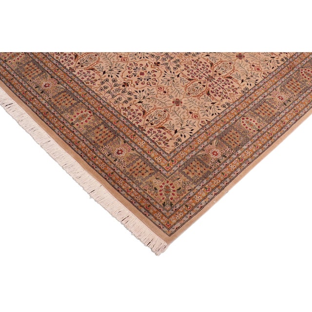 Shabby Chic Shabby Chic 1990's Pak-Persian Tan/Green Wool Rug - 8'3'' X 10'3'' For Sale - Image 3 of 9