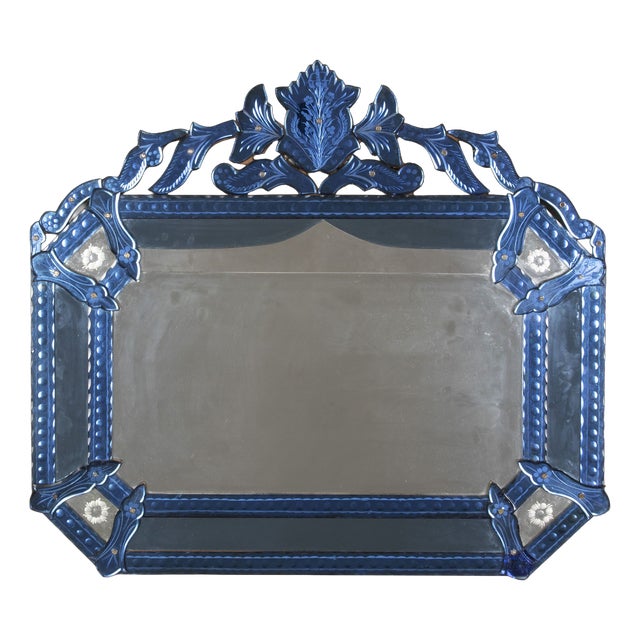 Antique Venetian Blue Glass Mirror, 1890 For Sale