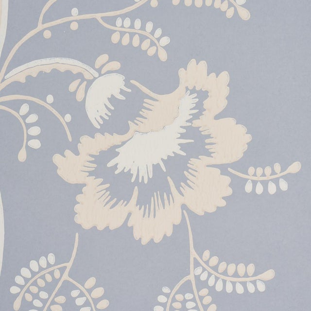 Contemporary SAMPLE - Schumacher Bell Flowers Wallpaper In Light Blue For Sale - Image 3 of 6