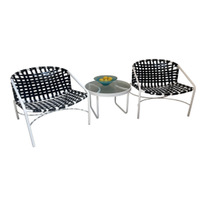 1960s Attributed to Brown Jordan Kantan Outdoor 3 - Piece Lounge Set W / Lounge Chairs & Side Table
