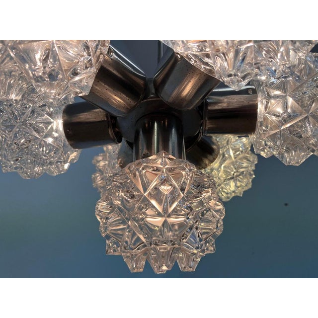 Vintage Glass and Chrome Pendant by Kamenicky Senov, Czechoslovakia, 1970s For Sale - Image 3 of 9