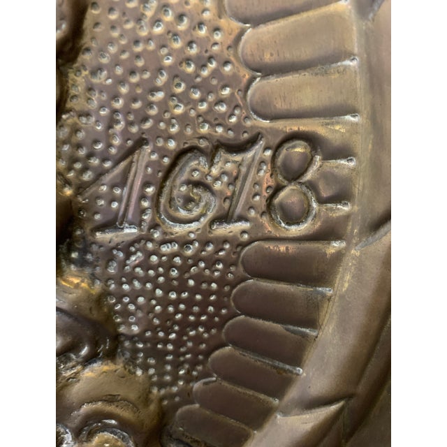 French Brass Repousse Louis XIV Platter For Sale - Image 3 of 10