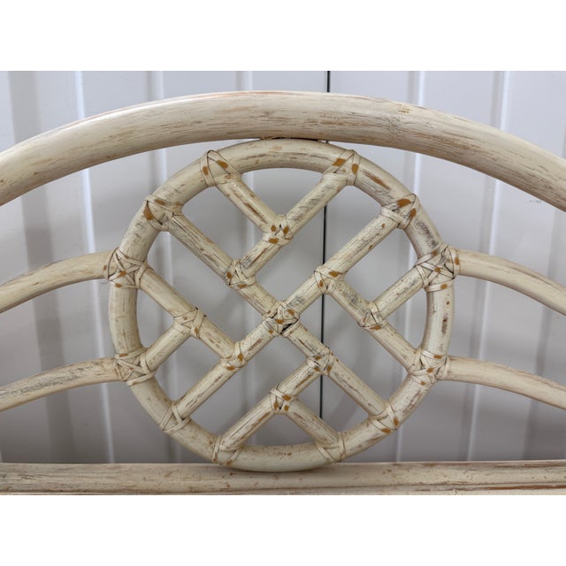 Wood Late 20th Century Hekman Chinoiserie Style Faux Bamboo & Rattan Desk For Sale - Image 7 of 14