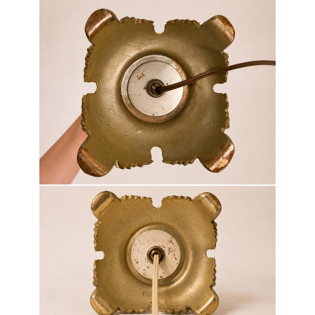 Burnt Orange Vintage Mid-Century Modern Amber Murano Style Swirl Glass Table Lamps - a Pair For Sale - Image 8 of 8