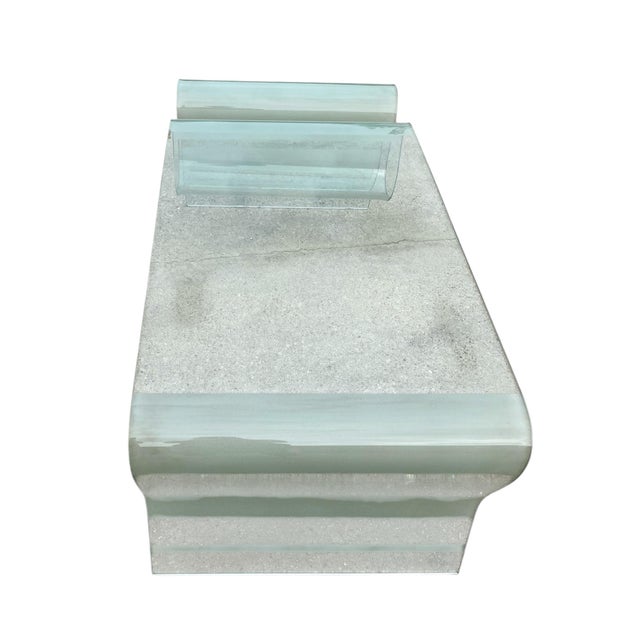 1980s Vintage Postmodern Sculptural Bent Waterfall Glass Coffee Table With Undulating Wave Form For Sale - Image 5 of 10