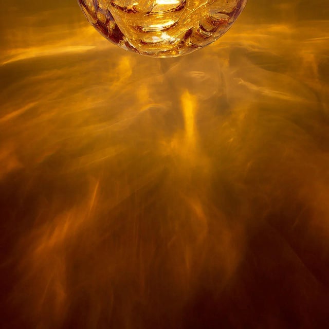 1970s Mid-Century Hanginglamp in Amber Glass from Doria Leuchten, 1970s For Sale - Image 5 of 8