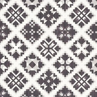 Schumacher Tristan Patchwork Fabric in Charcoal For Sale