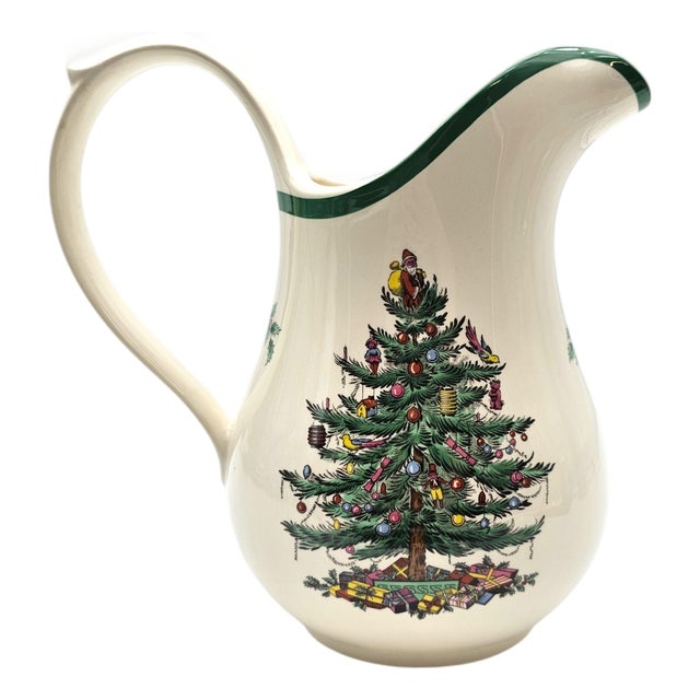 Vintage Spode Christmas Tree 48 Oz Water Pitcher, England For Sale