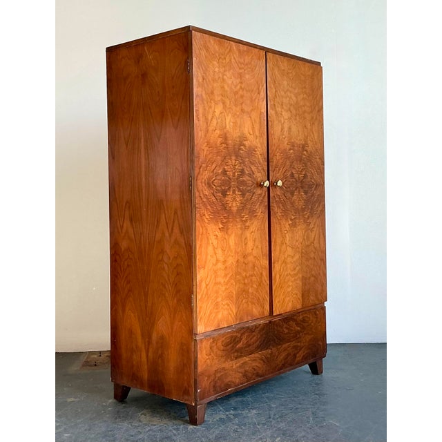 Mid 20th Century Vintage Burl Wood Armoire For Sale - Image 5 of 12