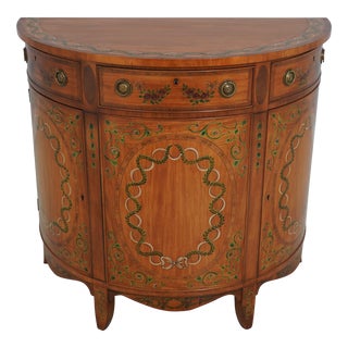 Wellington Hall Paint Decorated ½ Round Commode For Sale