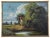Antique European Fisherman River Cottage Oil Landscape on Canvas by Charles Martin For Sale - Image 13 of 13