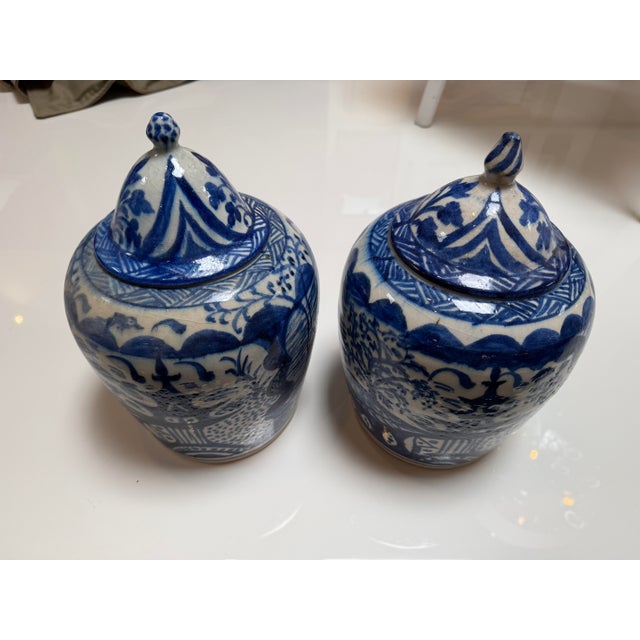 Chinoiserie Ceramic Chinoiserie Ginger Jars, Pair For Sale - Image 3 of 12