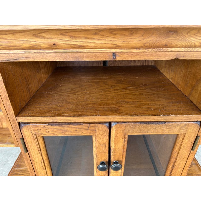 Brown Broyhill Attic Heirlooms Distressed Oak Media Cabinet - Tv Cabinet For Sale - Image 8 of 12