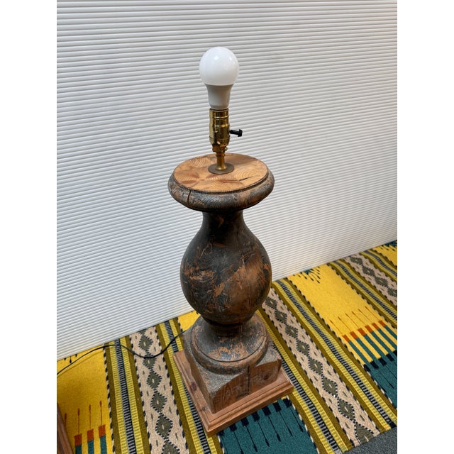 19th Century Refurbished Wooden Baluster Table Lamps, Pair For Sale - Image 5 of 13