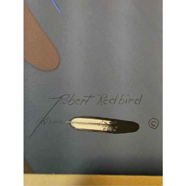 The Lithograph has slight wear under the matting. Signed by Robert Redbird. This one is marked "Peyote Chief" '79 on the...