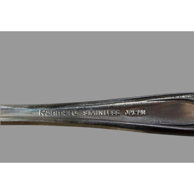 Mid 20th Century Vintage Ranmaru Stainless Floral & Scroll Decorated Flatware Silverware Set 12 Plus For Sale - Image 5 of 7