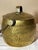 Antique Handmade Middle Eastern Brass Pot Kettle with iron top handle. The pot has chased bands of crescent moon and...