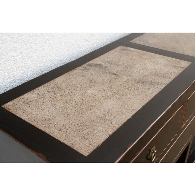 1960s 20th Century Black Lacquer Stone Top Console For Sale - Image 5 of 13