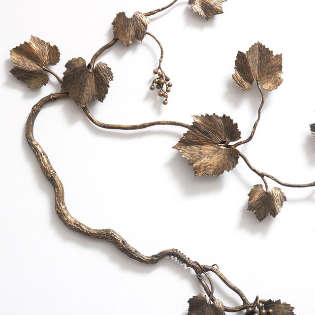 Aged Gold Grape Leaf Wall Sculpture For Sale In Dallas - Image 6 of 12