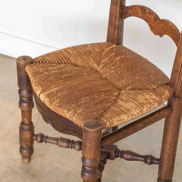 Brown 1940s French Carved Wood and Woven Chair For Sale - Image 8 of 12