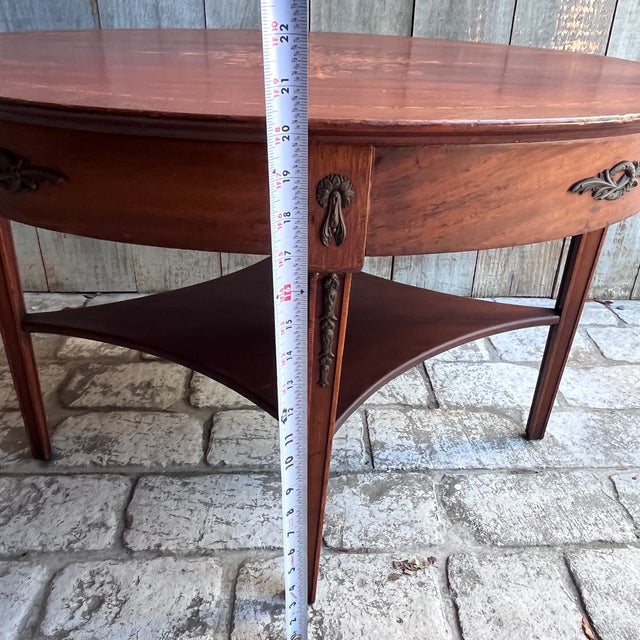 Antique Sheraton/Hepplewhite-Style Oval Inlaid Marquetry Mahogany Coffee Table For Sale - Image 13 of 13