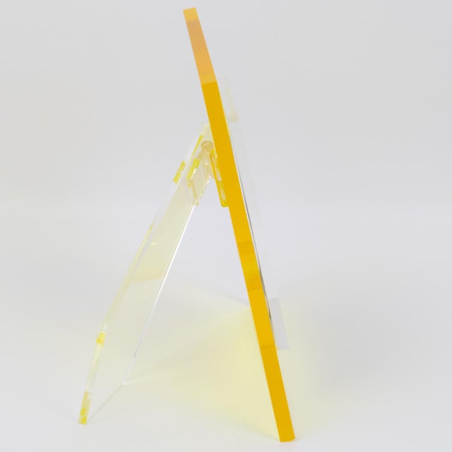Pop Art Pop Art Modernist Neon Yellow Lucite Picture Frame, Italy 1970s For Sale - Image 3 of 5