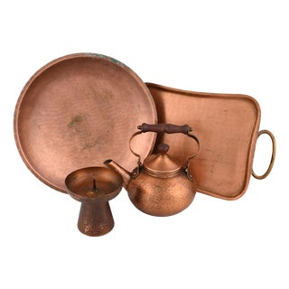 Vintage Hammered Copper Set by Eugen Zint, Germany, 1950s, Set of 4 For Sale