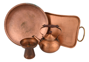 Vintage Hammered Copper Set by Eugen Zint, Germany, 1950s, Set of 4