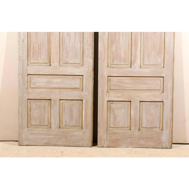 Gray Early 20th Century American Painted Wood Pocket Doors - a Pair For Sale - Image 8 of 10