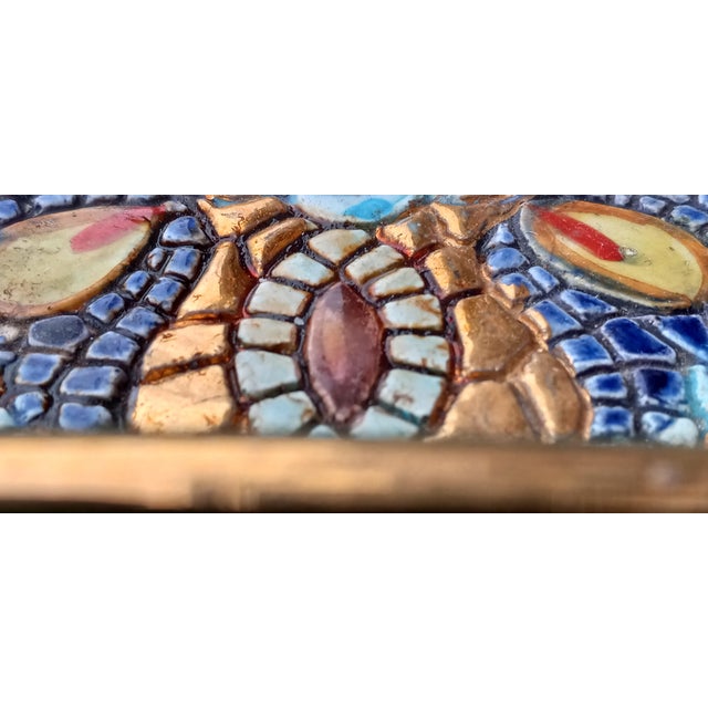 1950s Pure Gold Handpainted Ravenna, Italy Ashtray in Mosaic Form For Sale In New York - Image 6 of 12