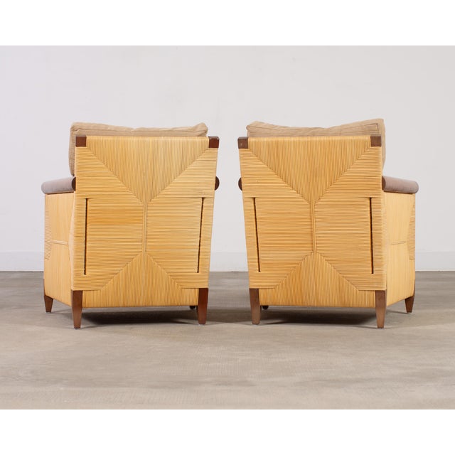 Pair John Hutton for Donghia Merbau Rattan Lounge Chairs For Sale - Image 16 of 18