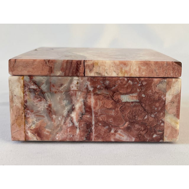 Stone 1960's Italian Rosa Pink Marble Jewelry Trinket Box For Sale - Image 7 of 10