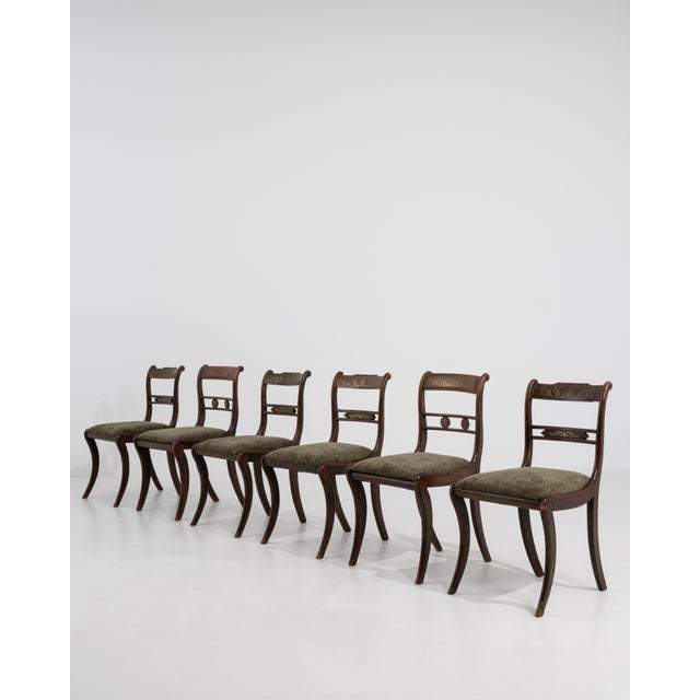 Traditional 19th Century Set Of Six Regency Sabre-Leg Chairs For Sale - Image 3 of 18