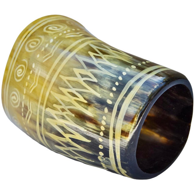 Late 20th Century Vintage Handmade West-African Vessel W/ Natural Horn Hues For Sale - Image 5 of 6