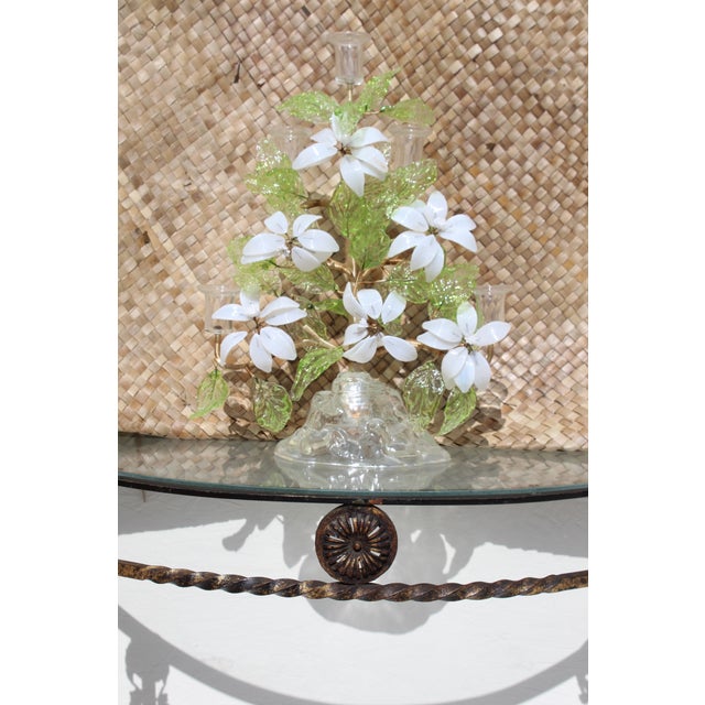 20th Century Italian/Venetian Blown Glass Botanical Candelabra For Sale - Image 4 of 8