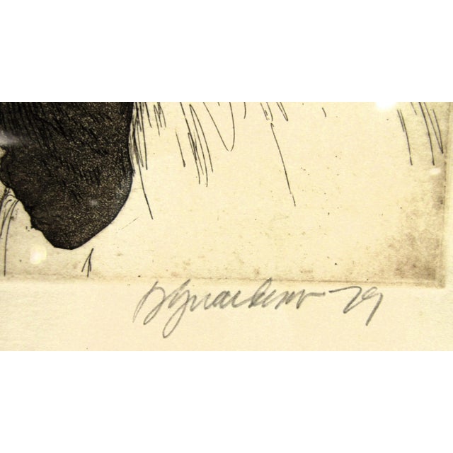 Rooster Etching Donna Guardino Signed Print 1979 in Wood Frame For Sale - Image 4 of 6