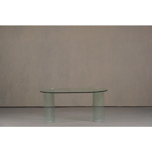 Vintage Oval Tempered Glass Dining Table from Fiam, Italy, 1980s For Sale - Image 8 of 8