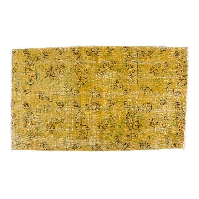 Mid 20th Century Handknotted Yellow Area Carpet For Sale