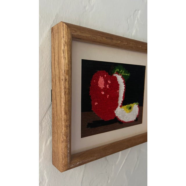 Farmhouse Vintage Pop Art Sliced Red Apple Needlepoint, Framed For Sale - Image 3 of 8