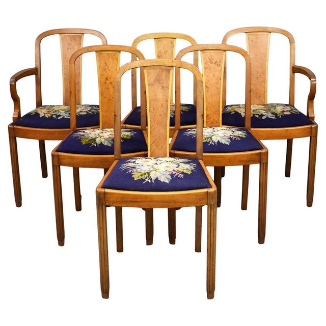 Art Deco Walnut Dining Chairs, 1930, Set of 6 For Sale - Image 13 of 13