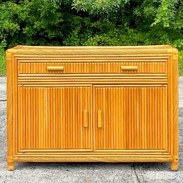 Late 20th Century Vintage Coastal Twisted Pencil Reed Credenza For Sale In West Palm - Image 6 of 14