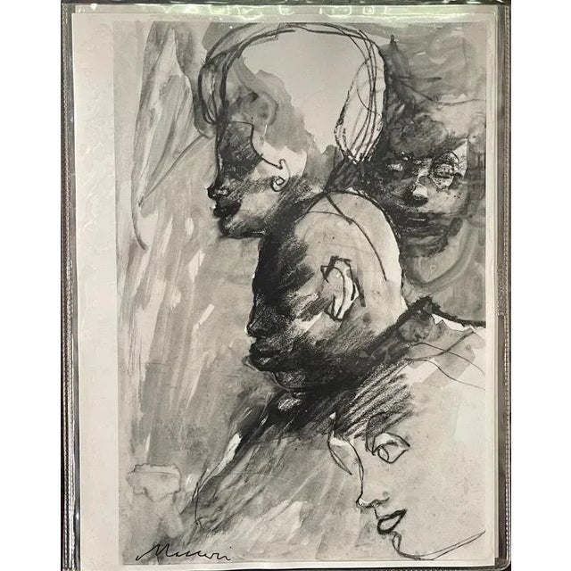 Red Mino Maccari, Figure Study, Watercolor, Framed For Sale - Image 8 of 9