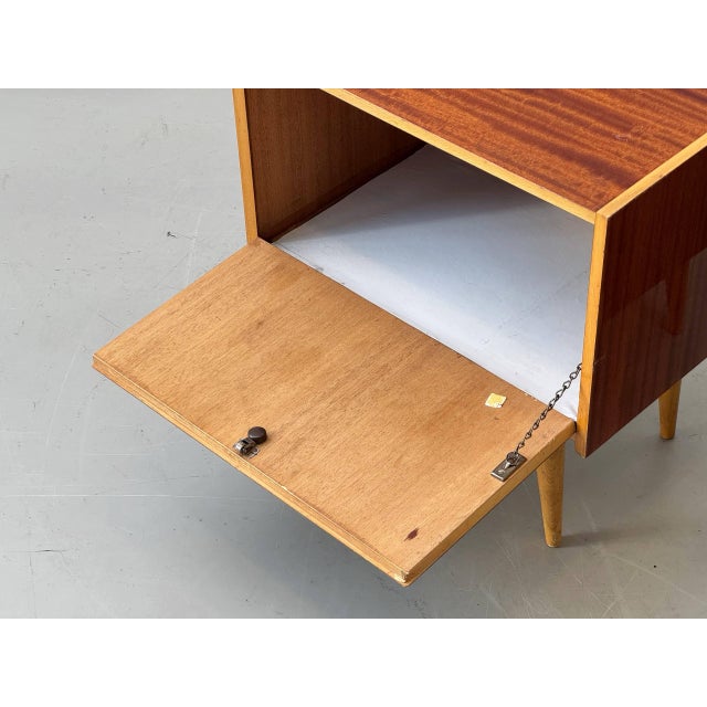 Mid-Century Modern Bedside Table with Drop-Down Door, 1950s For Sale - Image 14 of 17