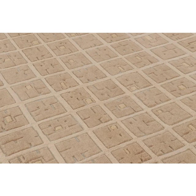 Rug & Kilim Rug & Kilim’s Oversized Scandinavian Style Rug With Textural High-Low Grid For Sale - Image 4 of 11