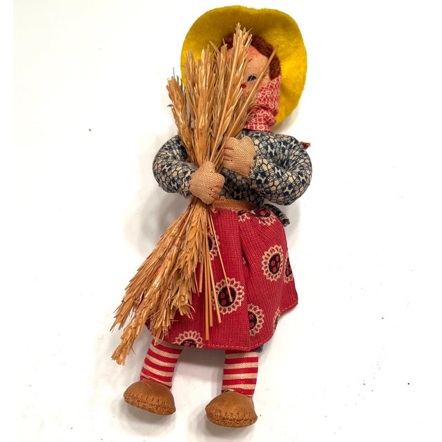 Vintage Hand-Crafted 1950s Mascotes De Maria Helena Felt Folk Doll Trio For Sale - Image 11 of 16