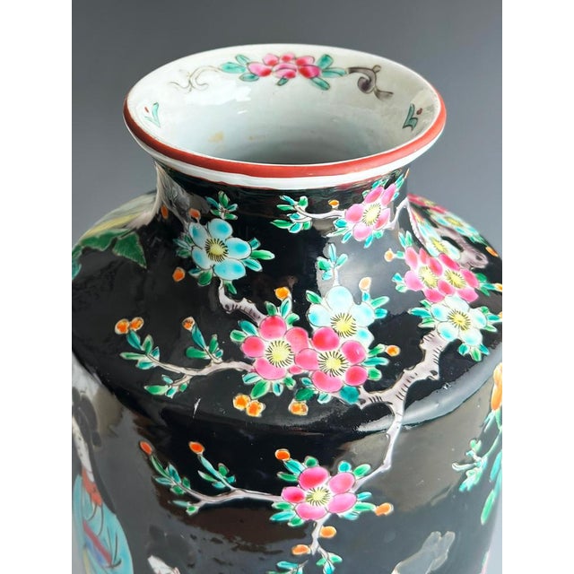 Japanese Famille Noire Porcelain Vase by Yamatoku, 1950s For Sale - Image 9 of 12
