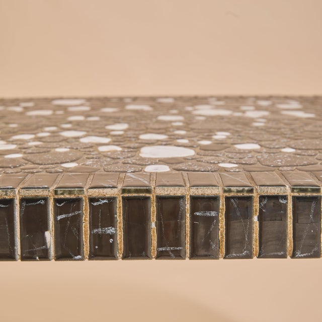 Metal French Mosaic Coffee Table with Brass Base, 1960s For Sale - Image 7 of 13