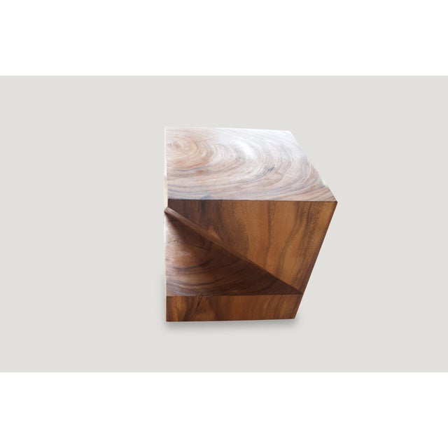 Contemporary Andrianna Shamaris Wooden Origami Suar Wood Side Table For Sale - Image 3 of 6